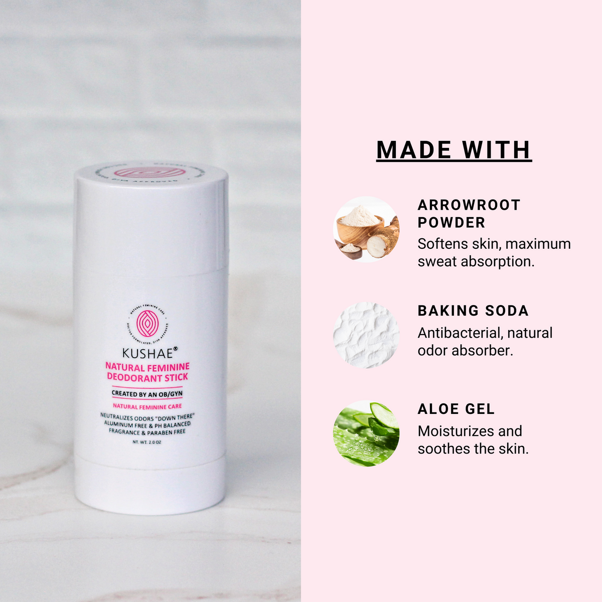 Kushae Natural Feminine Deodorant Stick