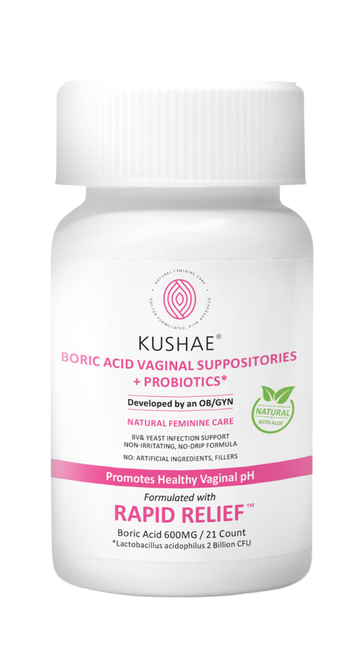 Kushae Vaginal Boric Acid Suppositories + Probiotics & Aloe!