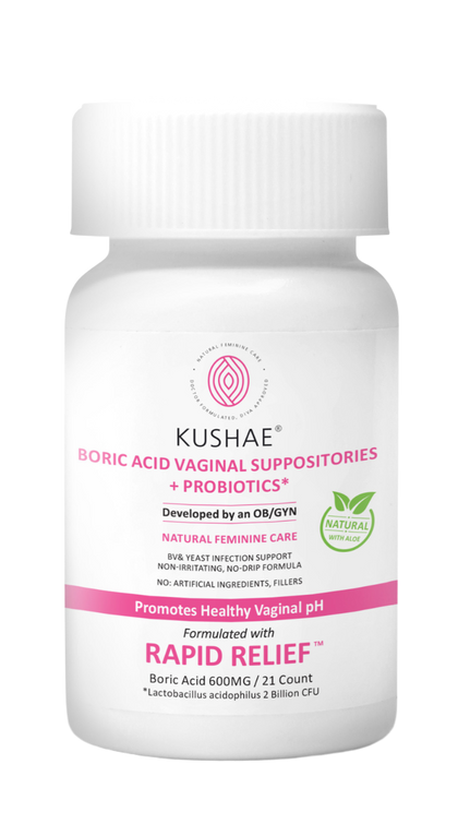 Kushae Vaginal Boric Acid Suppositories + Probiotics & Aloe!