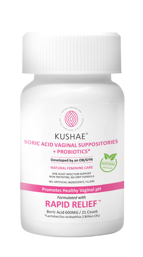 Kushae Vaginal Boric Acid Suppositories + Probiotics & Aloe!