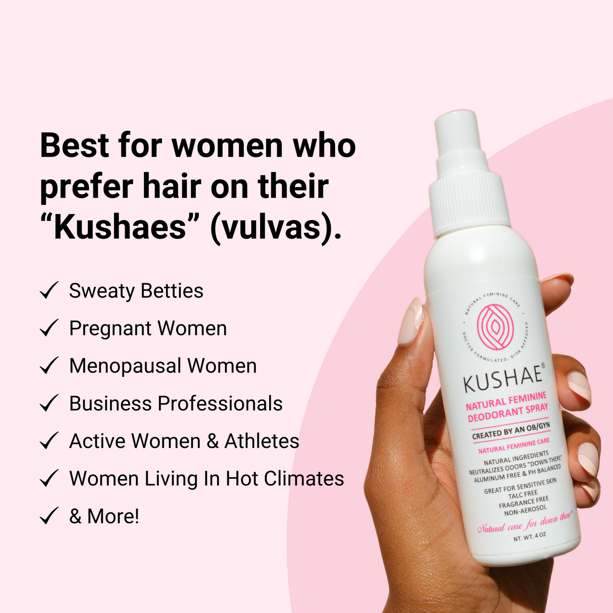 Kushae Natural Feminine Deodorant Spray
