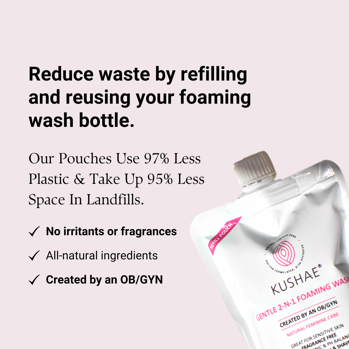Kushae Refill Foaming Wash Pouch Bundle