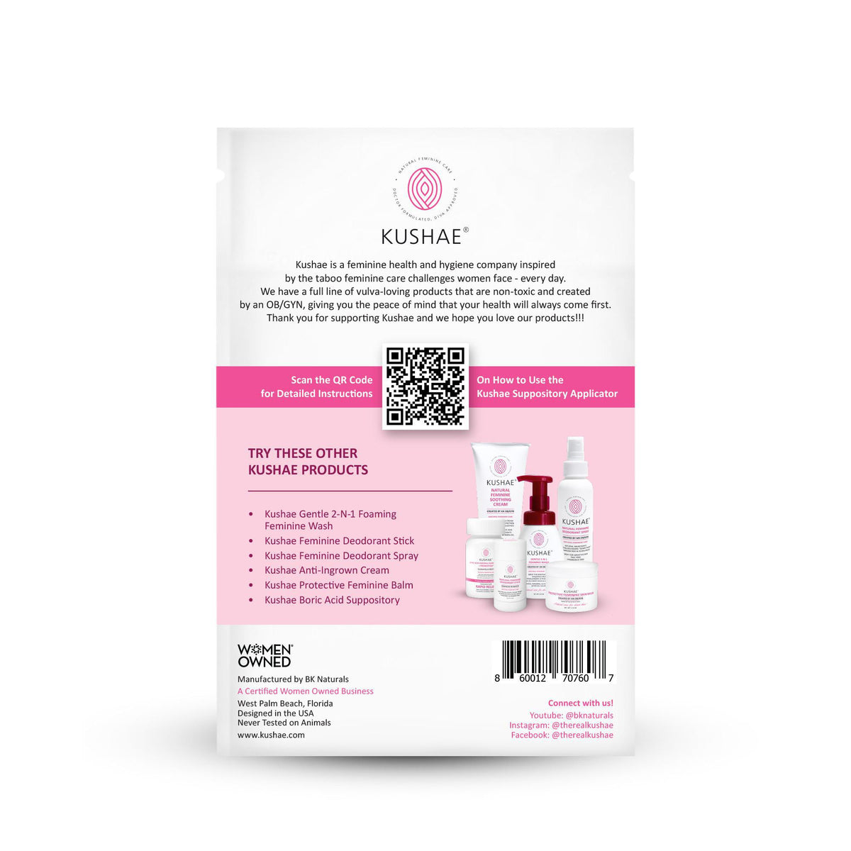 Kushae 10ct Boric Suppository Applicators