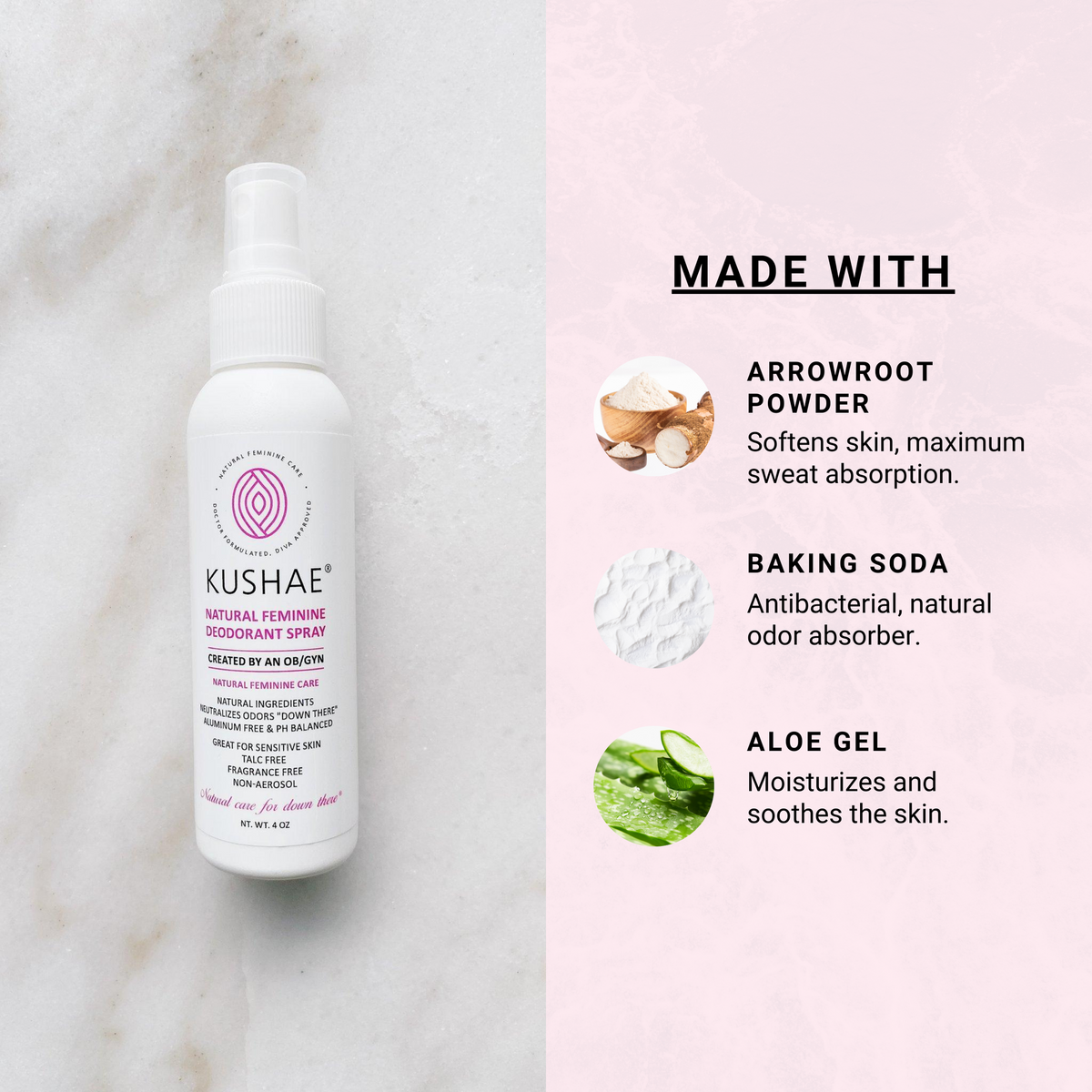Kushae Natural Feminine Deodorant Spray