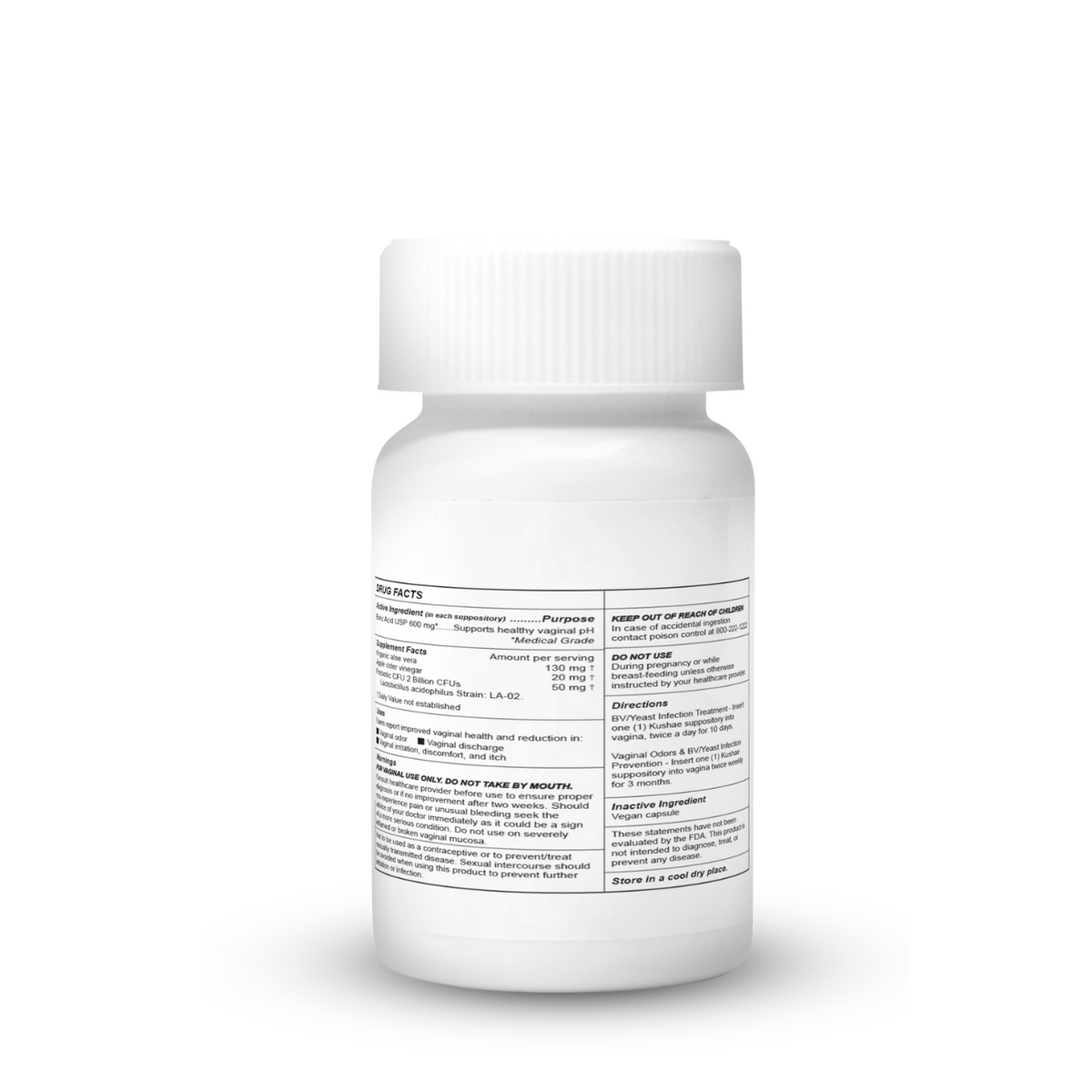 Kushae Boric Acid Suppositories + Probiotics & Aloe! with 10 Applicators