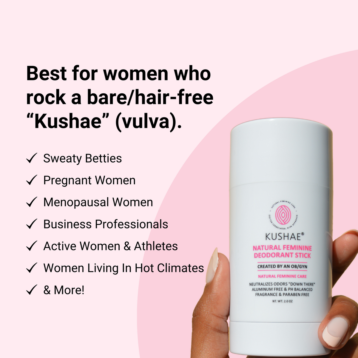 Kushae Natural Feminine Deodorant Stick