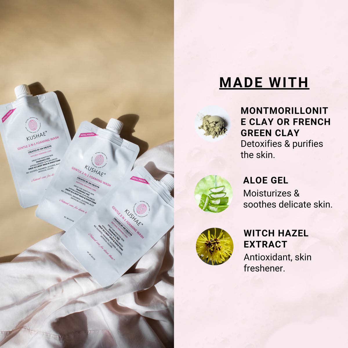 Kushae Refill Foaming Wash Pouch Bundle