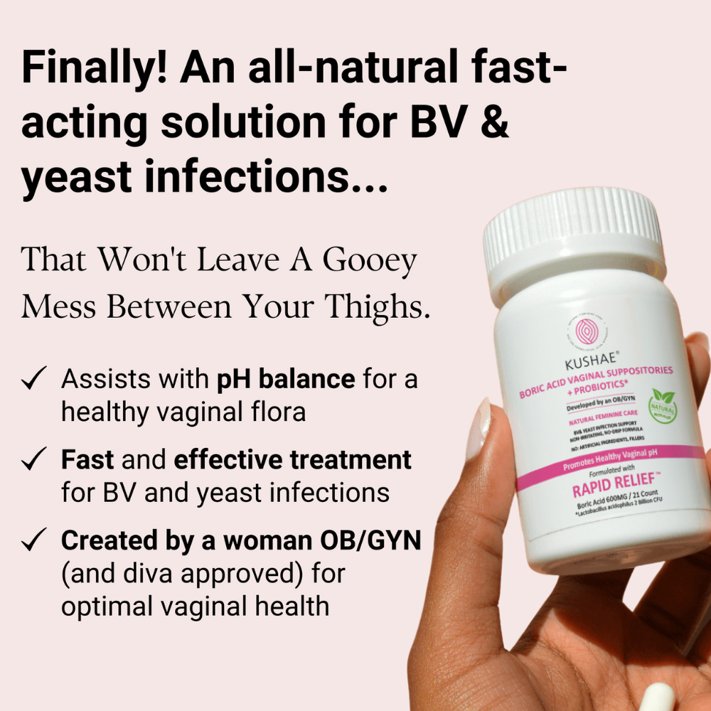 Kushae Vaginal Boric Acid Suppositories + Probiotics & Aloe!