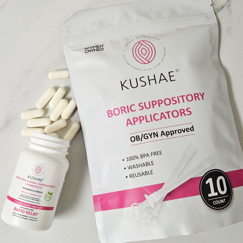 Kushae Boric Acid Suppositories + Probiotics & Aloe! with 10 Applicators