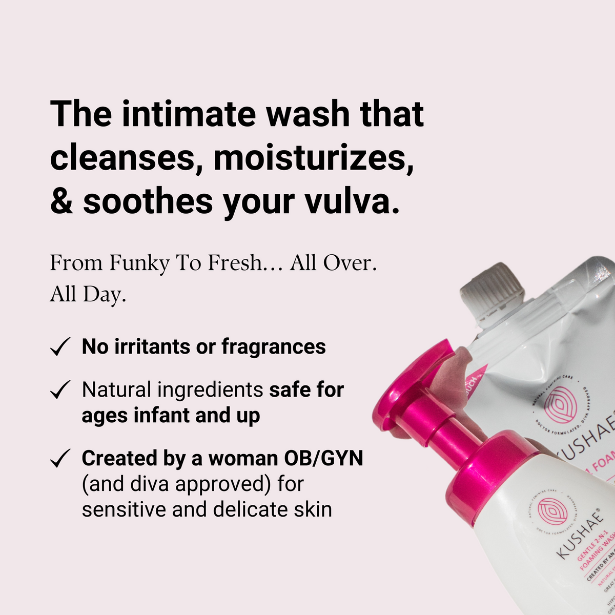 Kushae Pump & Pouch Duo - Gentle 2n1 Foaming Wash Set