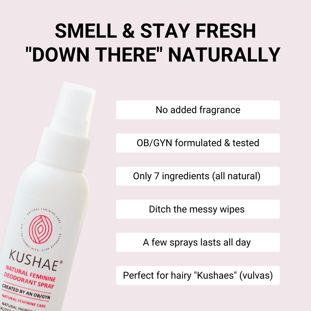 Kushae Natural Feminine Deodorant Spray
