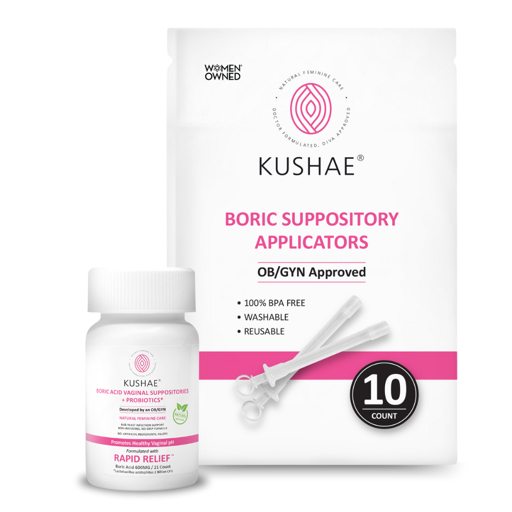 Kushae Boric Acid Suppositories + Probiotics & Aloe! with 10 Applicators