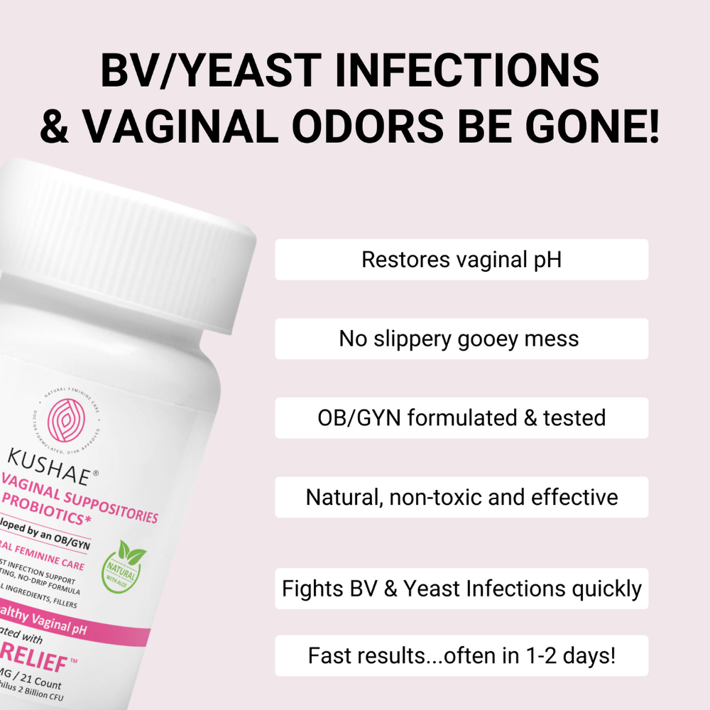 Kushae Vaginal Boric Acid Suppositories + Probiotics & Aloe!